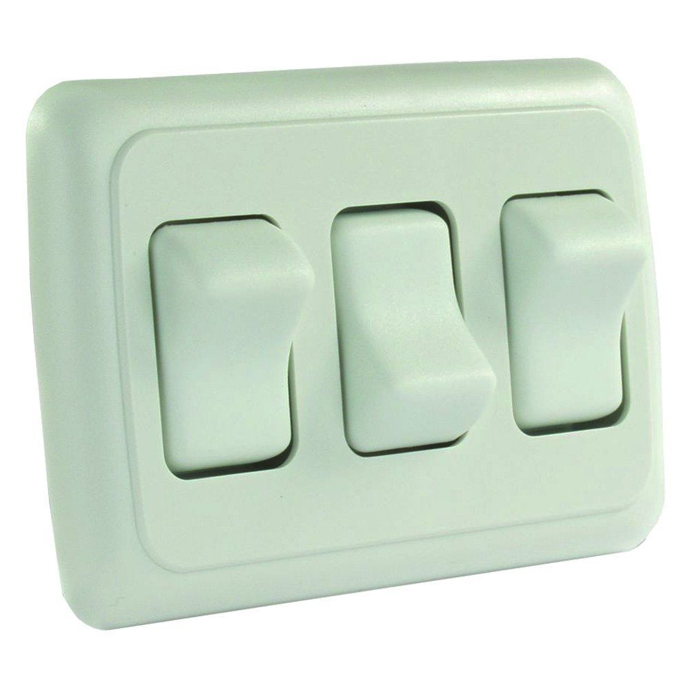 TRIPLE ROCKER SWITCH ASSEMBLY WITH BEZEL, WHITE