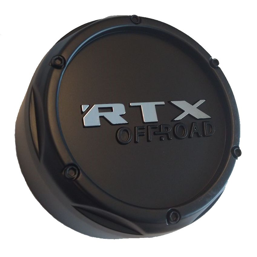 RTX BC035SBOR - Center Cap Satin Black RTX Chrome Offroad Embossed Black Background