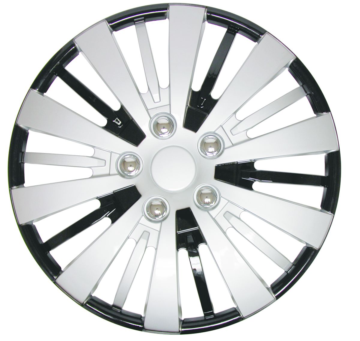 RTX 80-1464SB  - (4) ABS Wheel Covers - Black & Silver 14"
