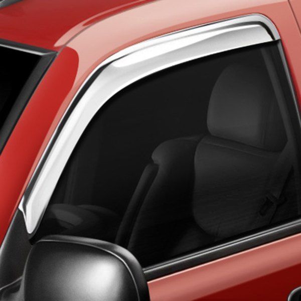 AVS® • 684528 • Tape-On Ventvisor Chrome • Rain Deflectors • Chevy Silverado / Sierra 14-19