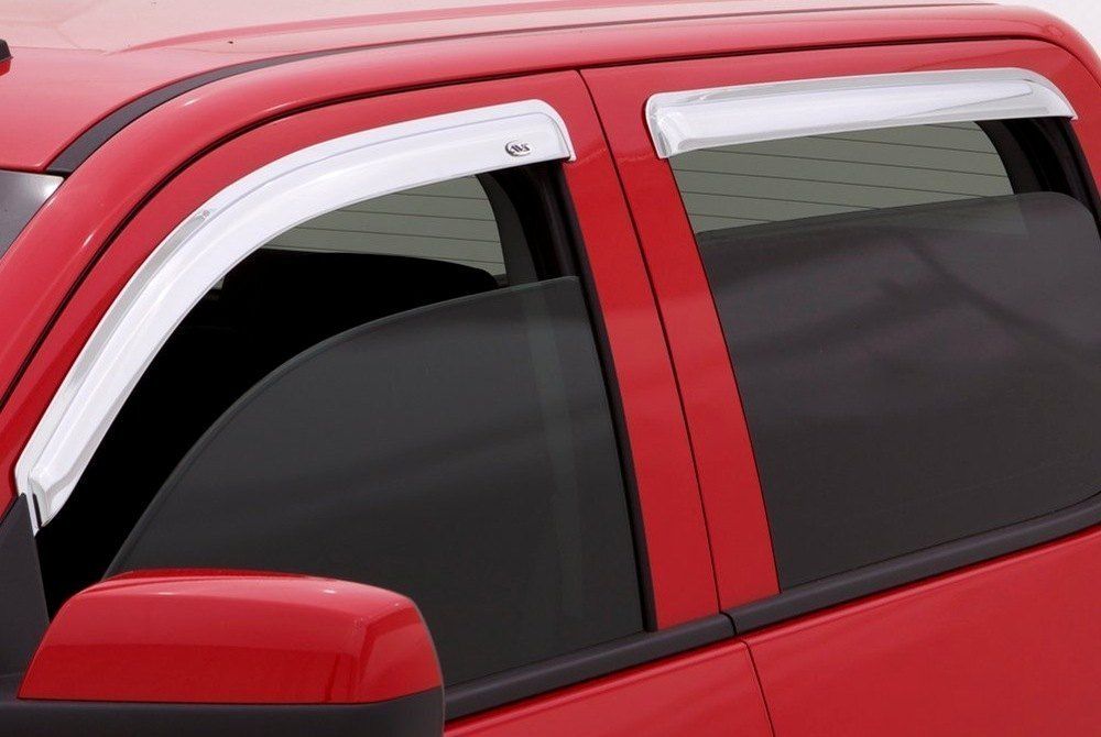 AVS® • 684515 • Tape-On Ventvisor Chrome • Rain Deflectors • Chevy Silverado /Sierra 07-14