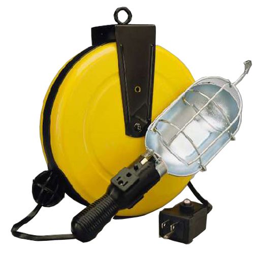 Pro Reel Incandescent Retractable Cord Reel Work Light 75 W, 50ft Cord Length