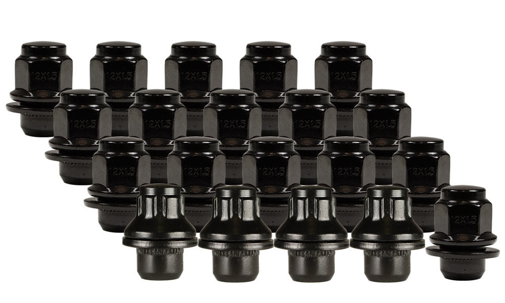 Ceco CD5307BK-20LLK - (16+4 locks) BLACK OEM TOYOTA SHANK NUTS 12X1.5 37mm H 21mm HEX