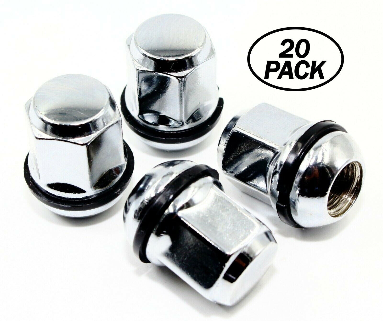 Ceco CD611138S-20 - (20) Chrome Bulge Acorn Radius Seat OEM Acura/Honda Style Nuts w/Rubber Washer 12X1.5 35mm 19mm Hex