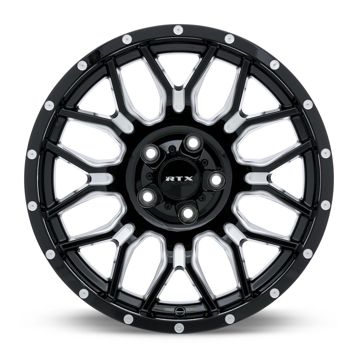 Claw • Gloss Black Milled with Rivets • 18x9 5x127 ET-12 CB71.5