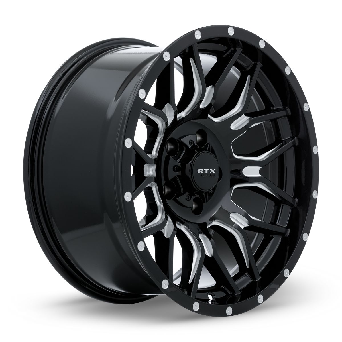 Claw • Gloss Black Milled with Rivets • 18x9 6x135 ET-12 CB87.1