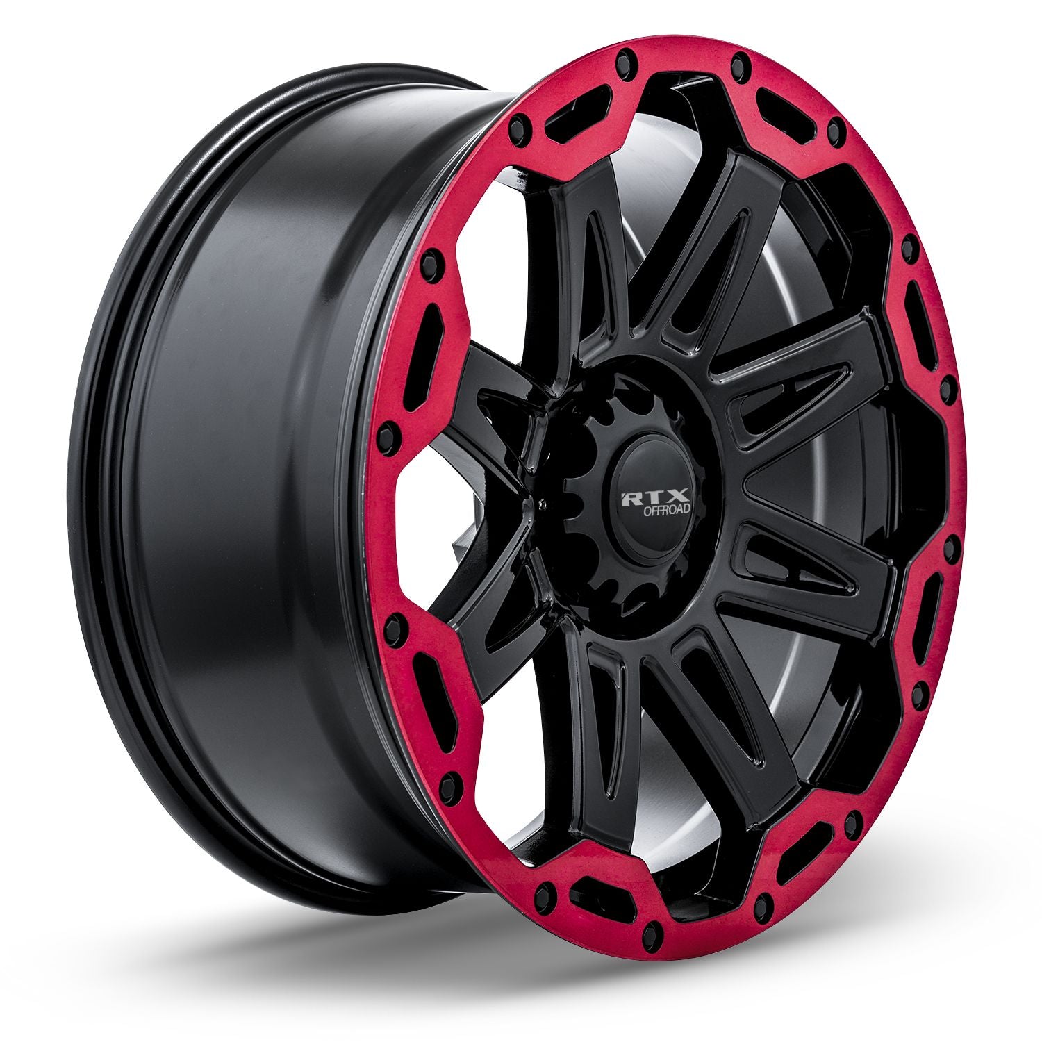 Gobi • Gloss Black with Red Lip • 18x9 6x135 ET10 CB87.1