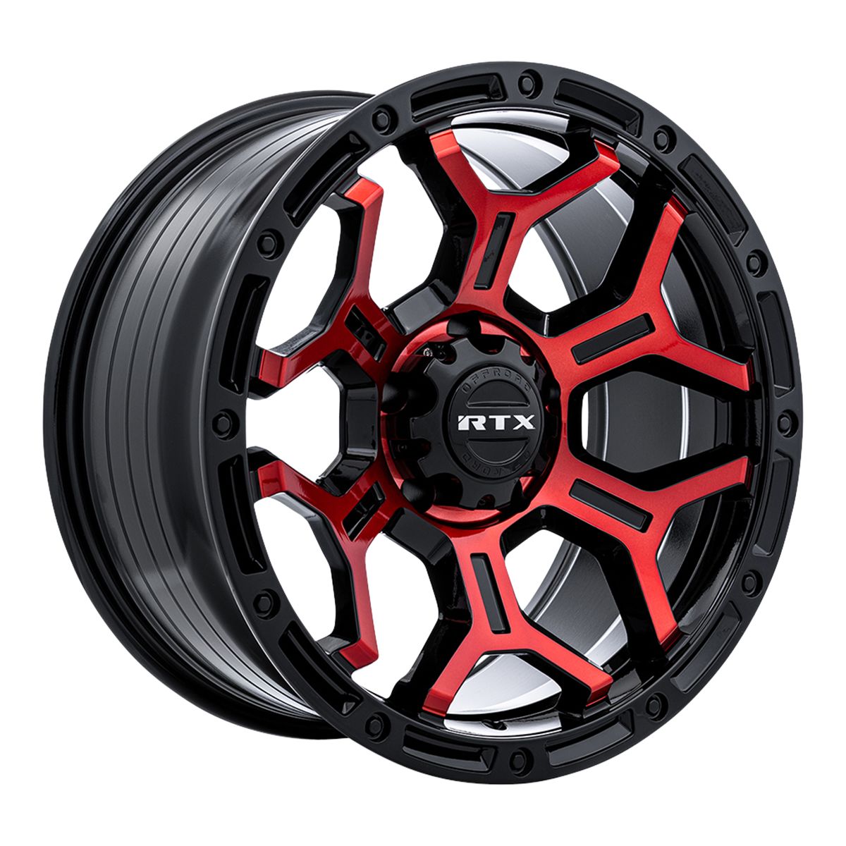 Goliath • Gloss Black Machined Red Spokes • 18x9 5x127 ET-15 CB71.5