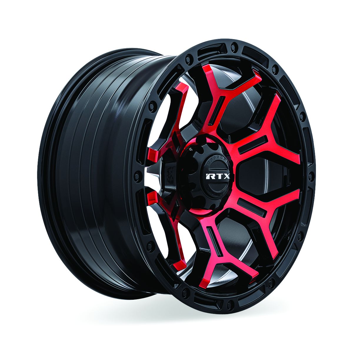 Goliath • Gloss Black Machined Red Spokes • 17x9 5x127 ET-15 CB71.5