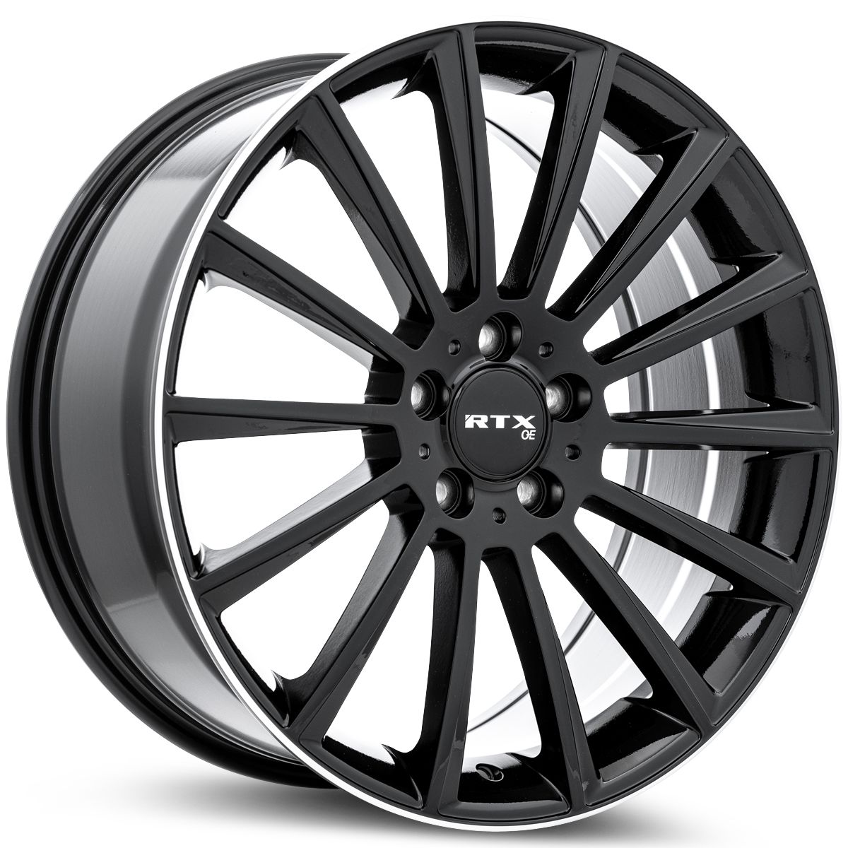 MB-02 • Gloss Black with Machined Lip • 19x8 5x112 ET38 CB66.6