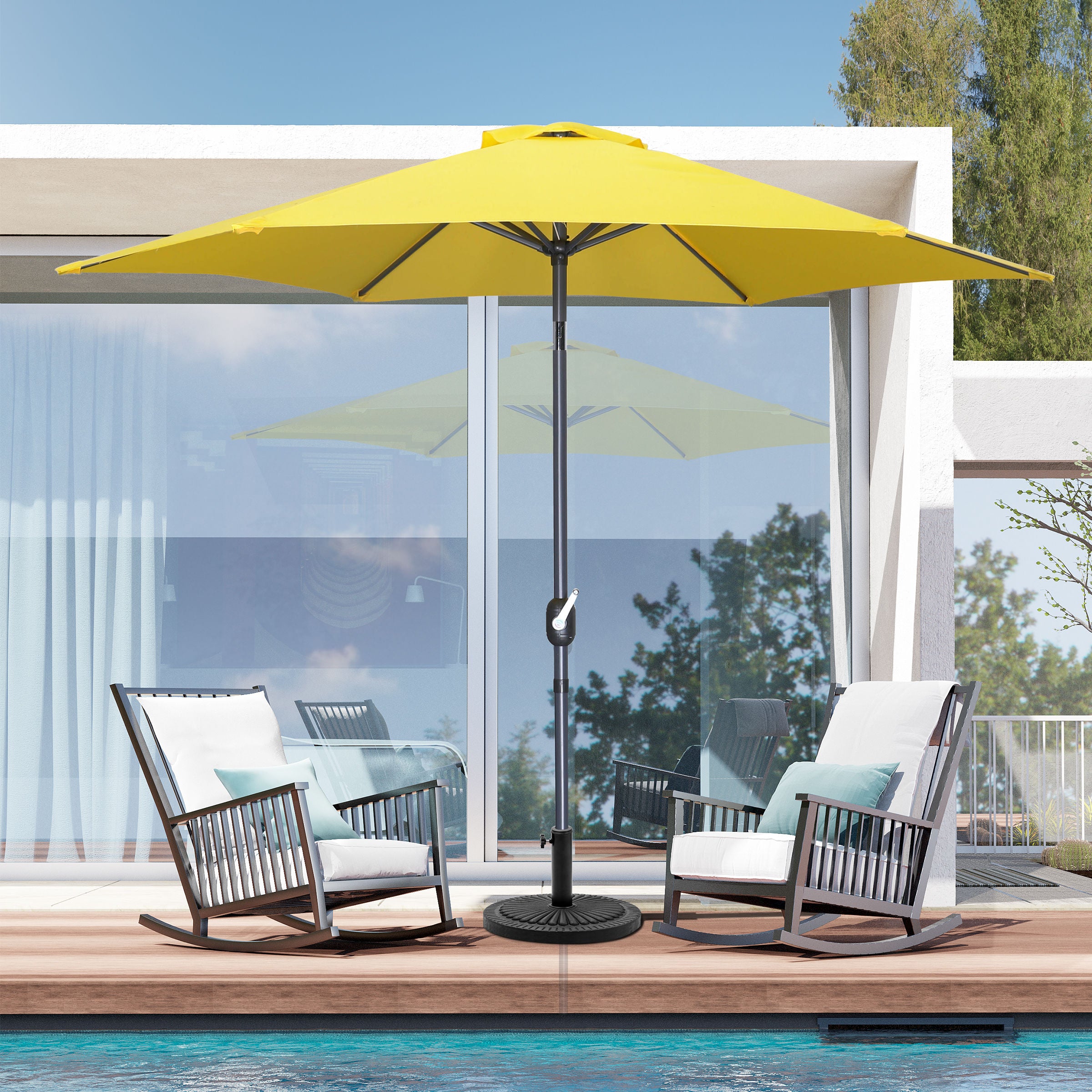 9' Tilting Market Umbrella (Cover Include) in UV-Protected Polyester - Yellow