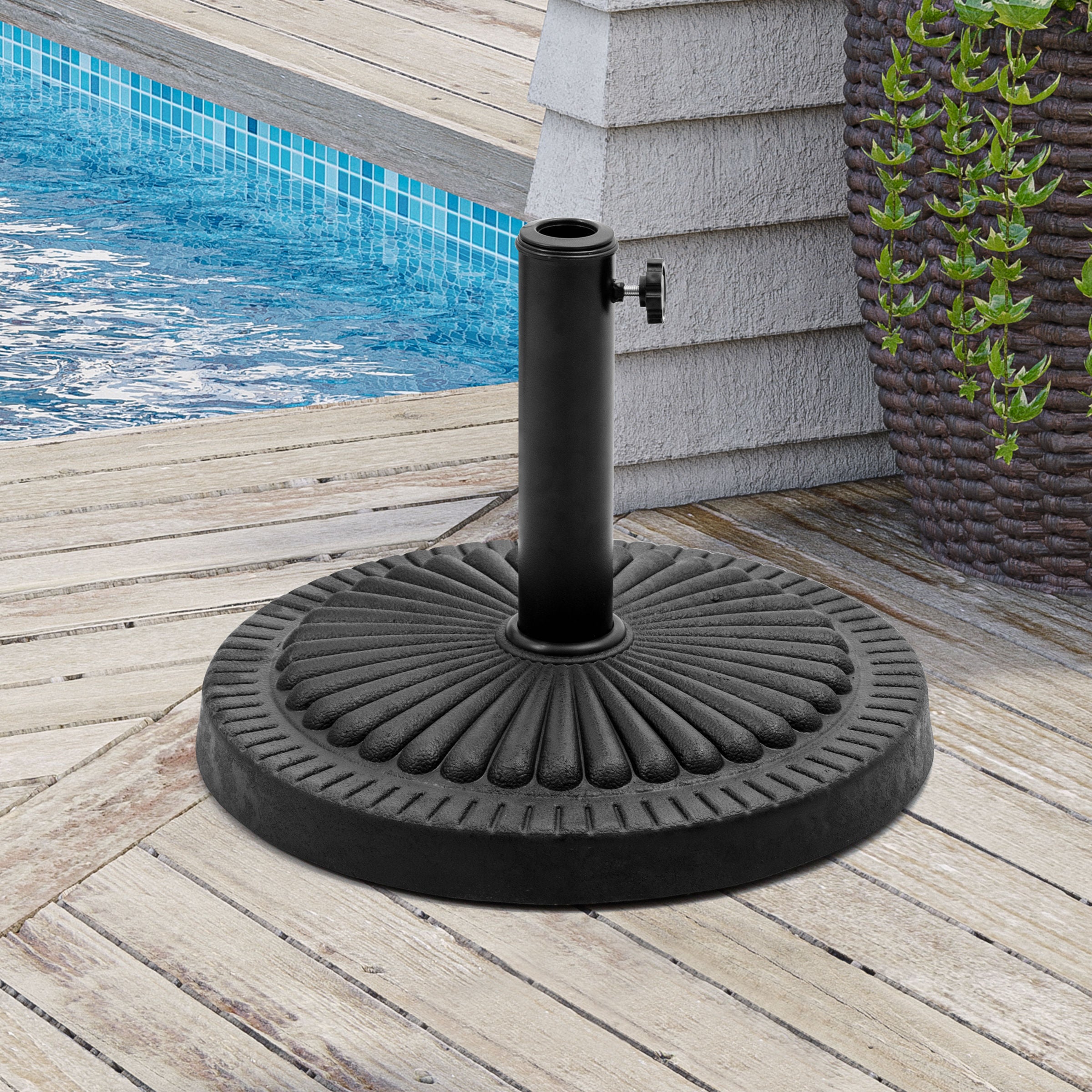 Market Umbrella Base in Black Resin