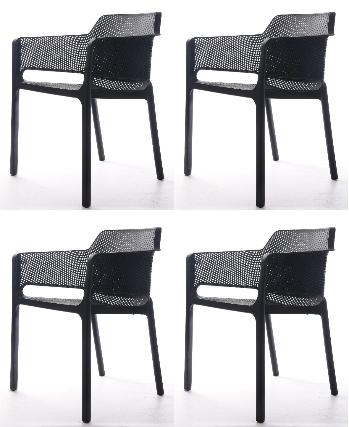 Plastic Resin Chair with Hole Detail - Black