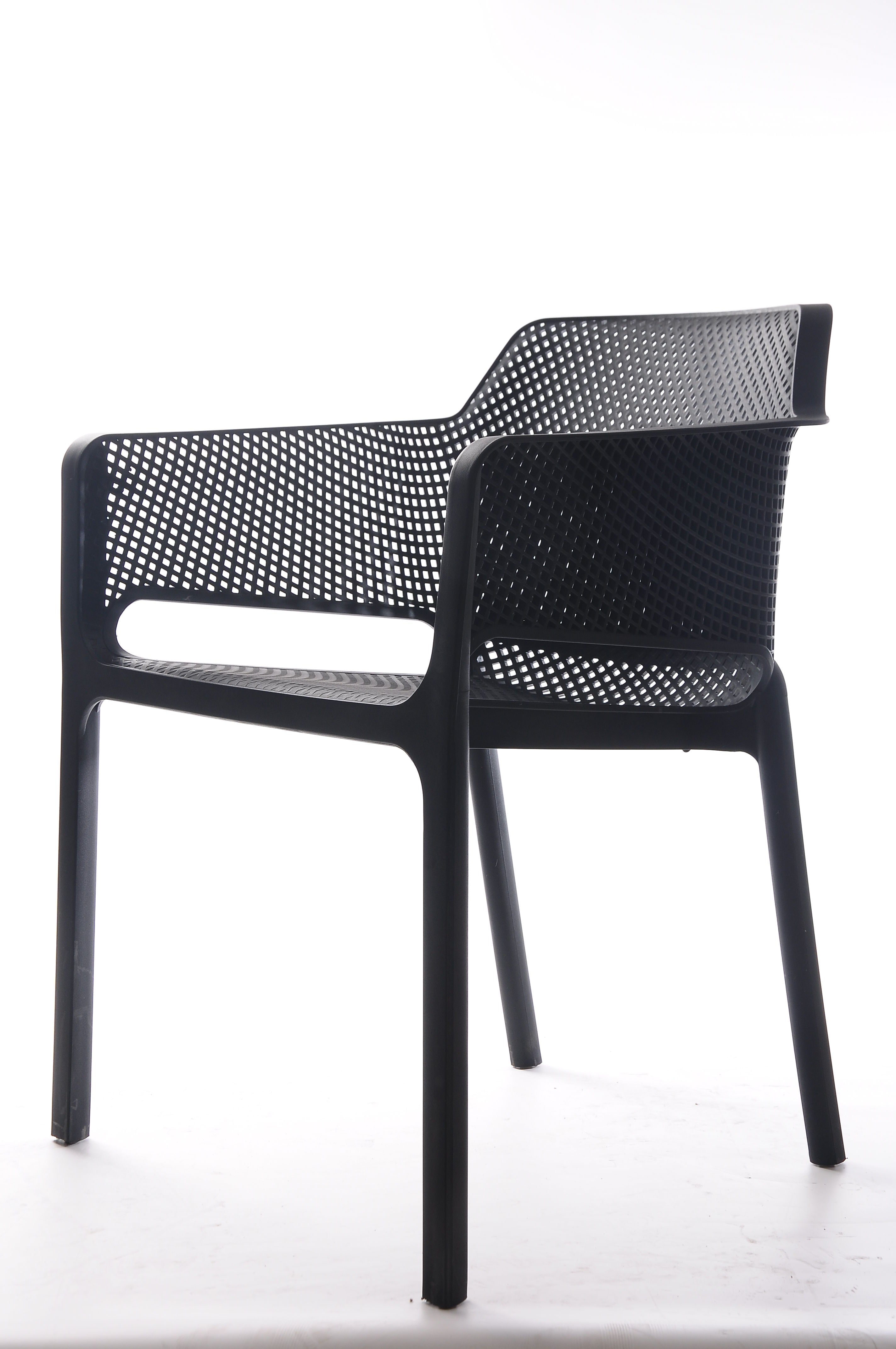 Plastic Resin Chair with Hole Detail - Black