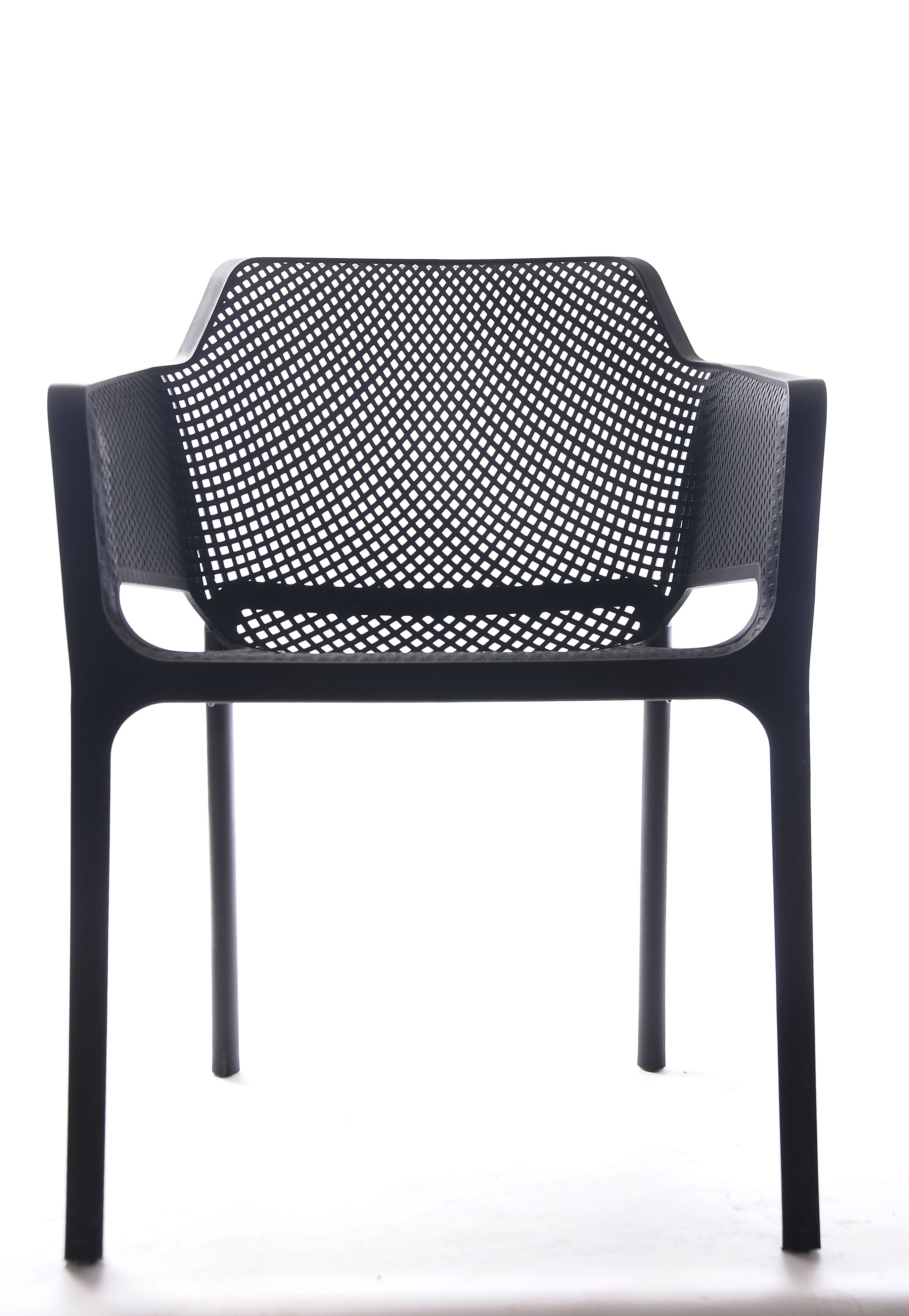 Plastic Resin Chair with Hole Detail - Black