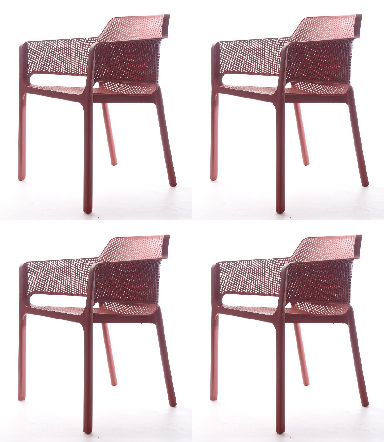 Plastic Resin Chair with Hole Detail - Red