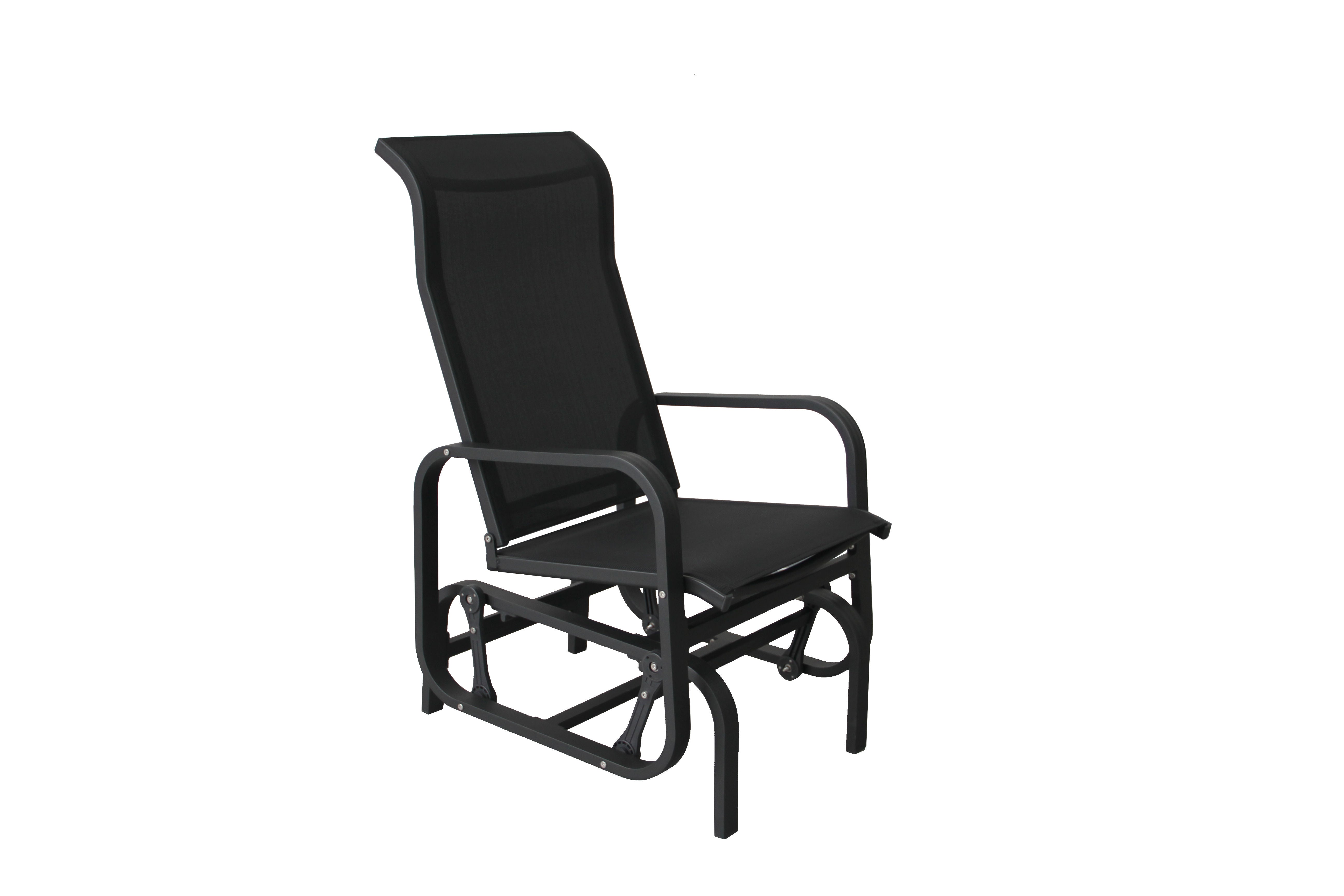 1-Seater Oscillating Chair in Textilene with Aluminum Frame - Black