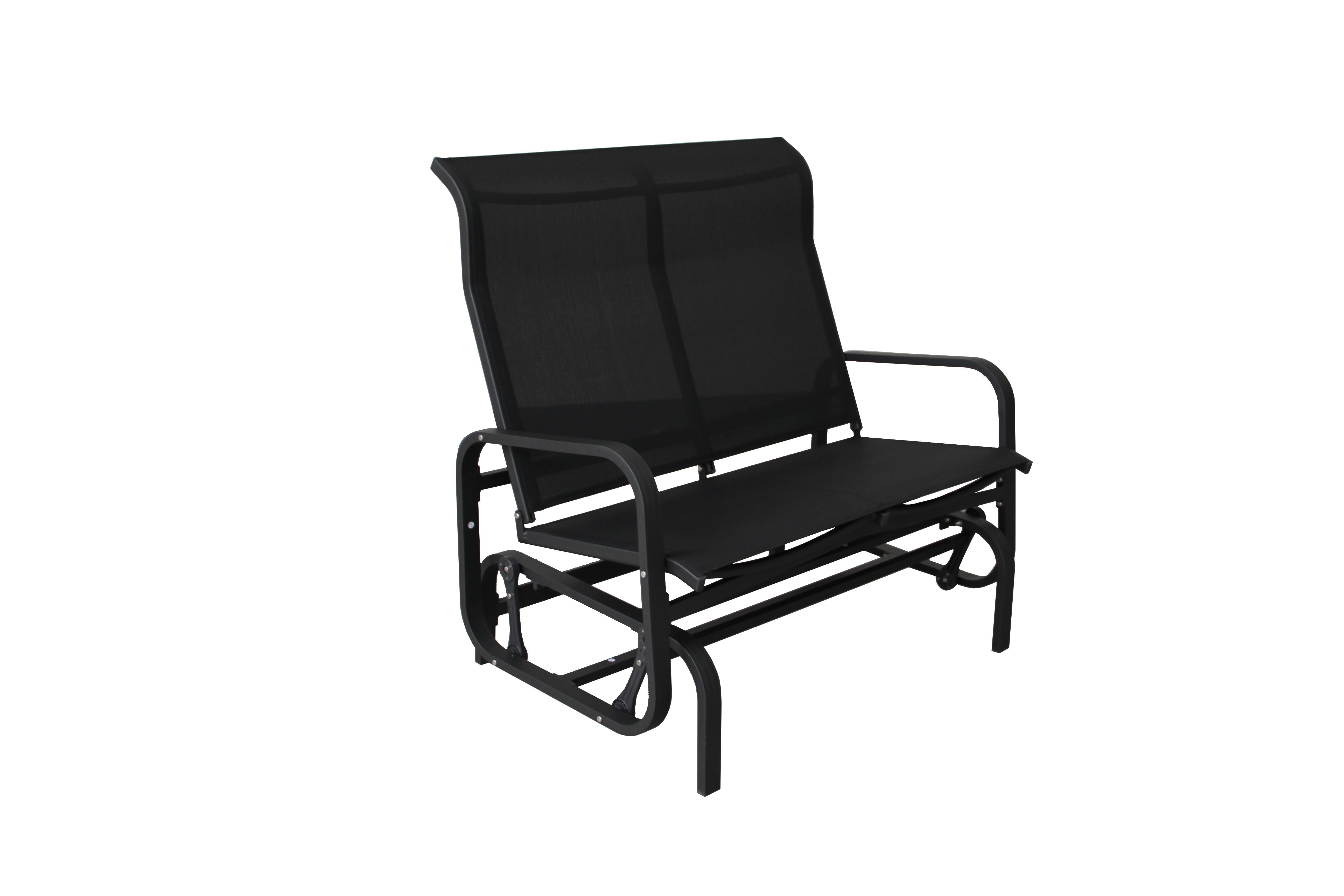 2-Seater Oscillating Chair in Textilene with Aluminum Frame - Black