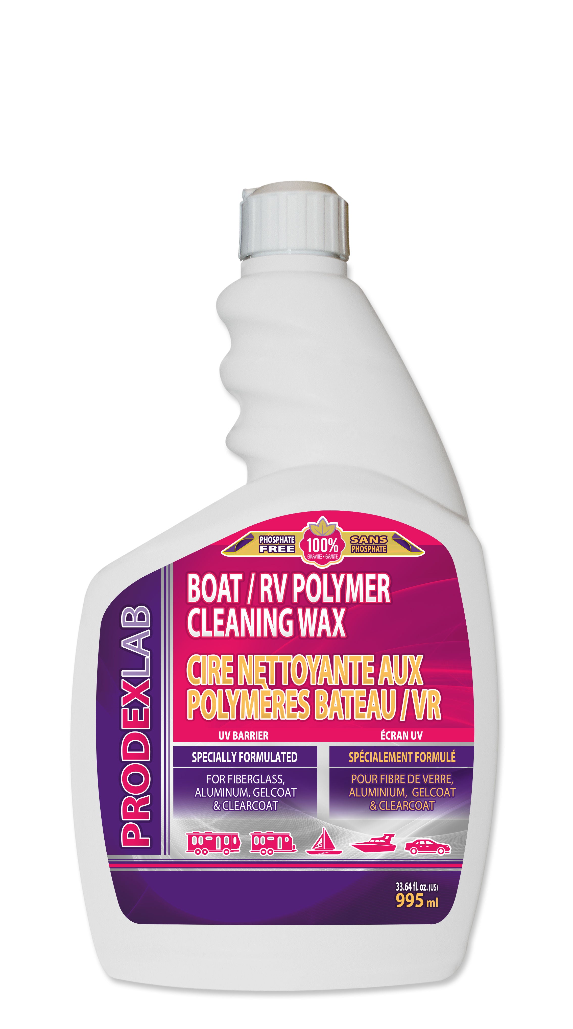 Prodexlab Q1800 - Box of 12, Prodexlab Boat / RV Polymer Cleaning Wax (995 ml)