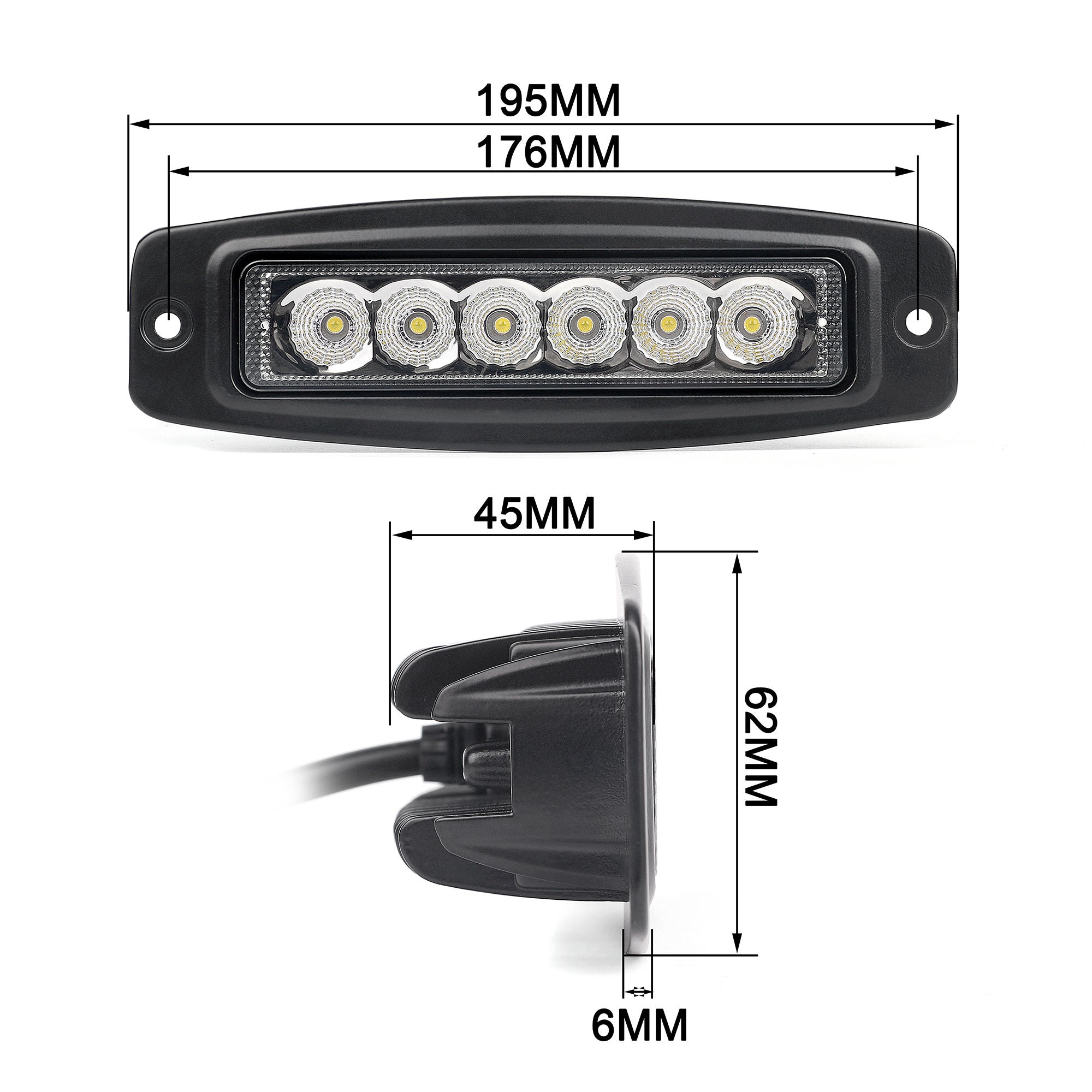 RTXOA6A7110 - Mini Pod Bar Lights 6" Slim Led Light, 18W, Flood, White, Flush Mount, 772Lm