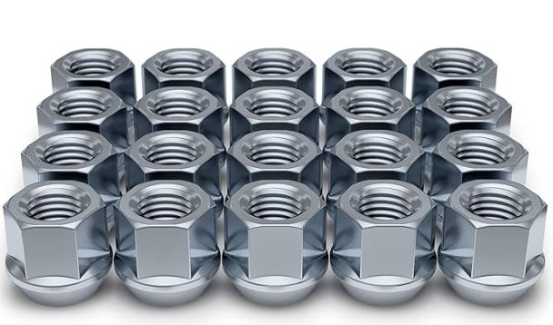 Lug Nut Kits • Open End Hex Lug Nuts & Key • 20 Nuts • Zinc • Conical • 1/2