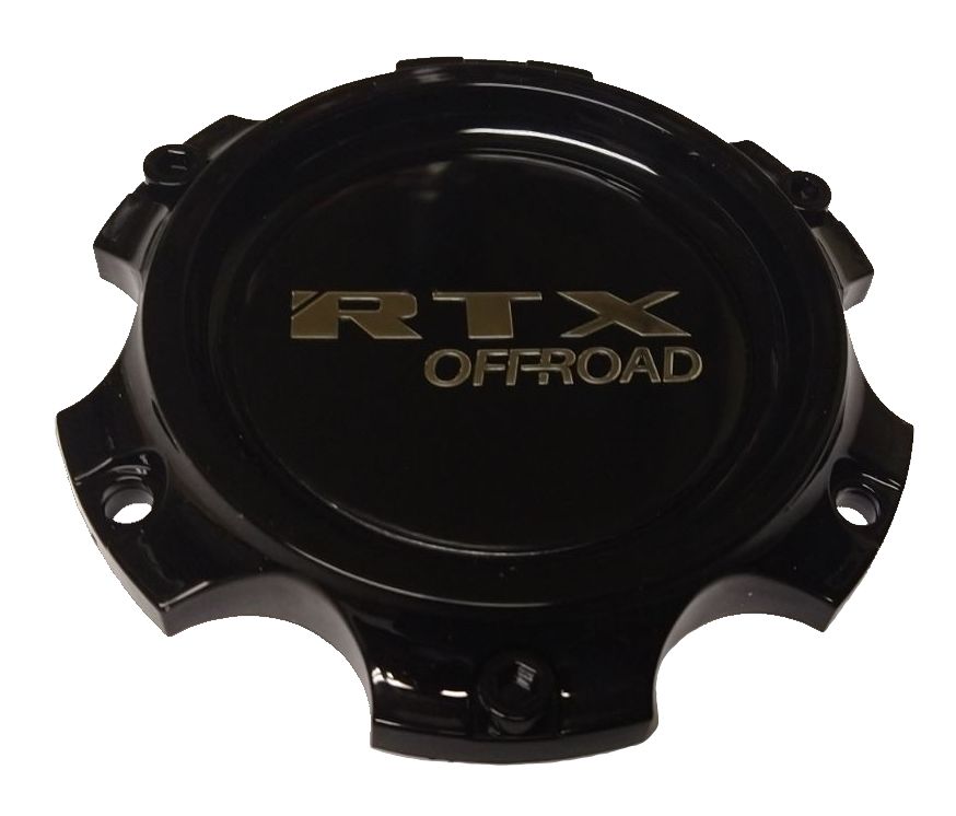 RTX 53356135B - Gloss Black Center Cap RTX Offroad Chrome logo & Black Background (6-Bolts)