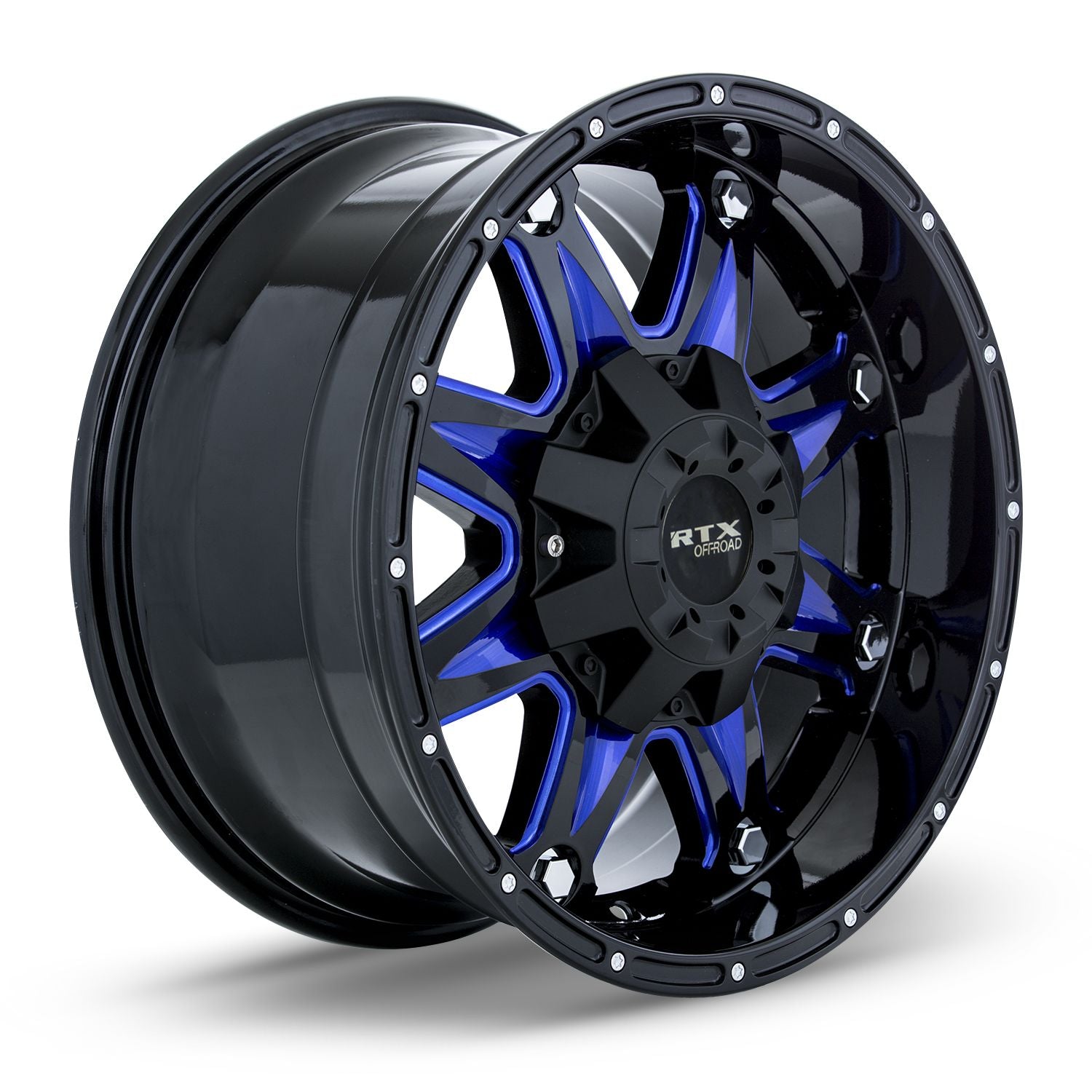 Spine • Black with Milled Blue Spokes • 20x9 6x135/139.7 ET10 CB87.1