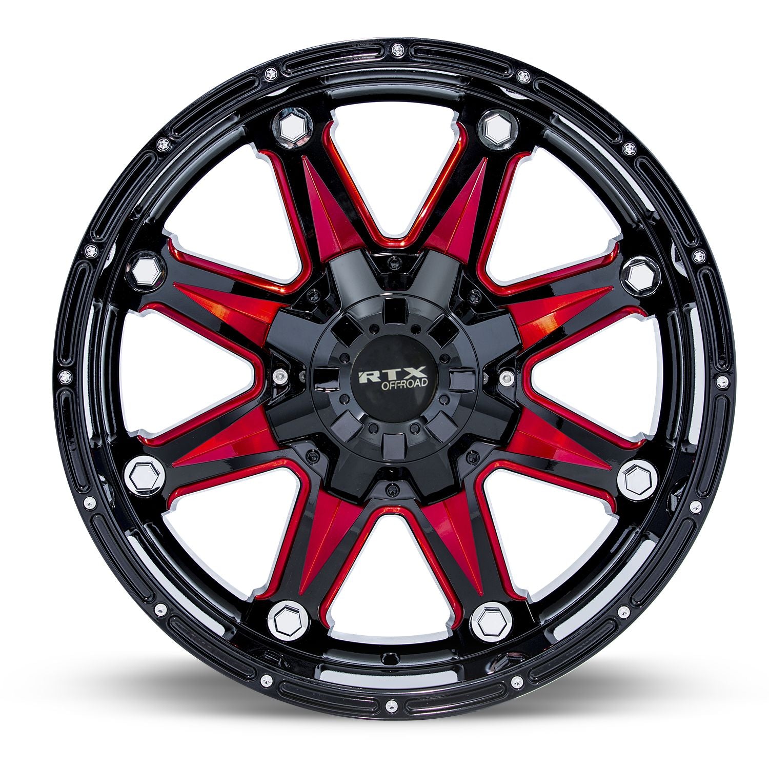 Spine • Black with Milled Red Spokes • 17x9 6x135/139.7 ET10 CB87.1