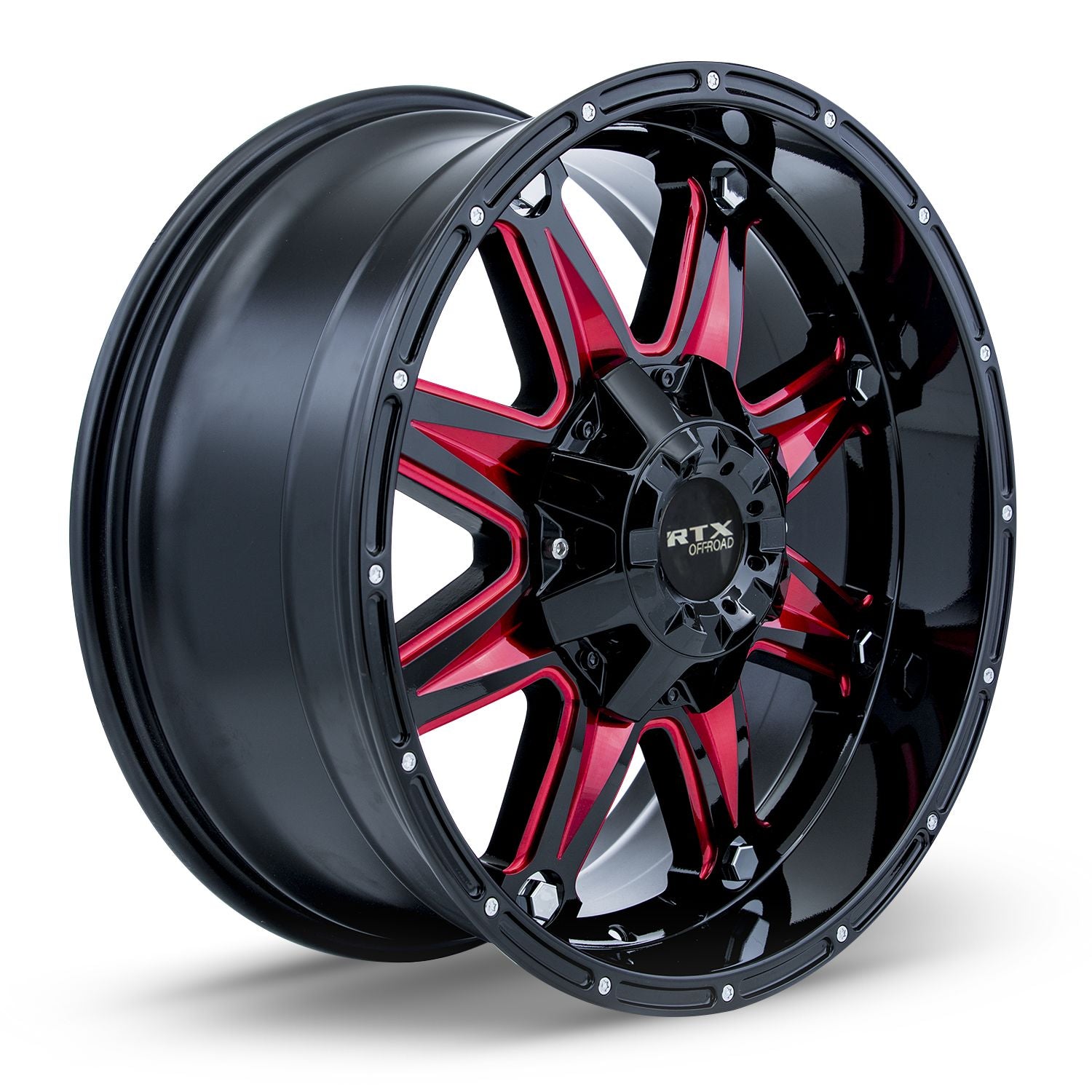 Spine • Black with Milled Red Spokes • 18x9 6x135/139.7 ET10 CB87.1