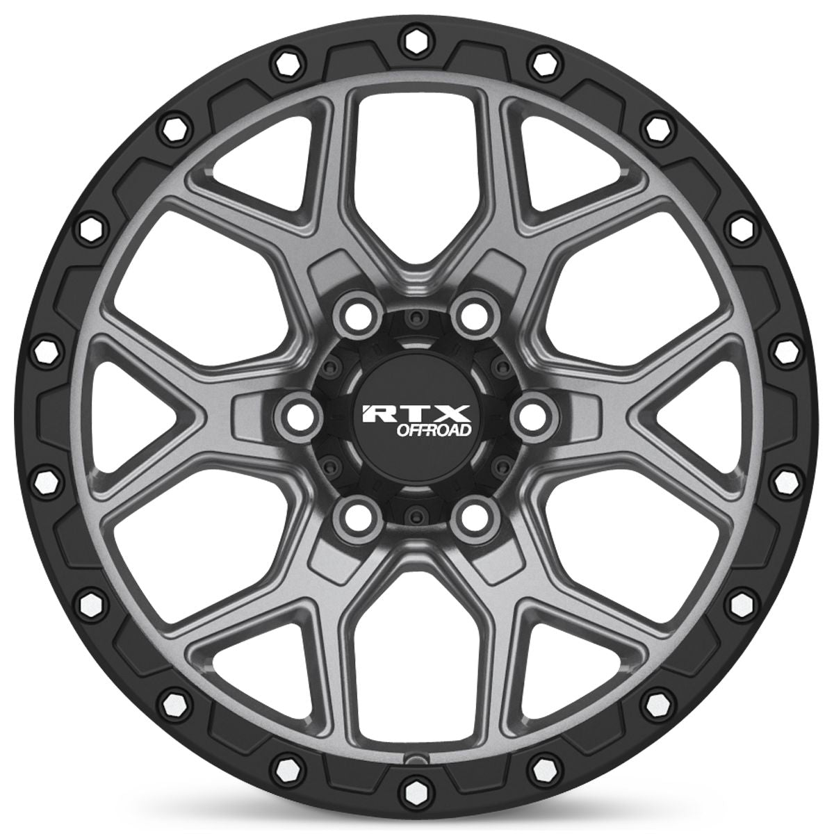 Storm • Matte Gunmetal with Black Lip and Milled Rivets • 17x8.5 6x139.7 ET20 CB106.1