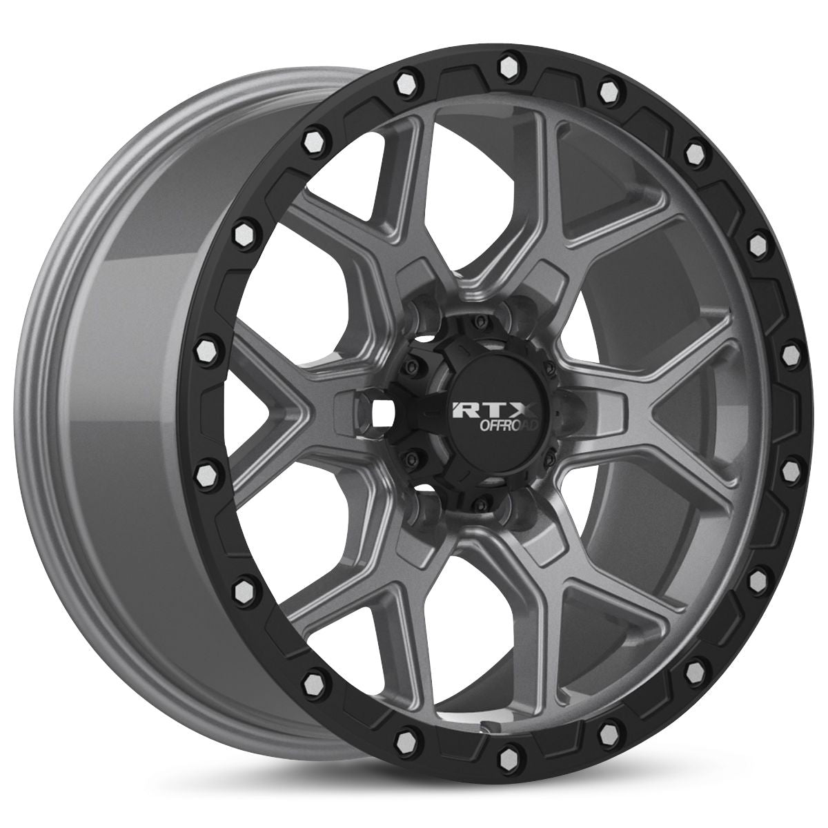 Storm • Matte Gunmetal with Black Lip and Milled Rivets • 17x8.5 6x139.7 ET20 CB106.1