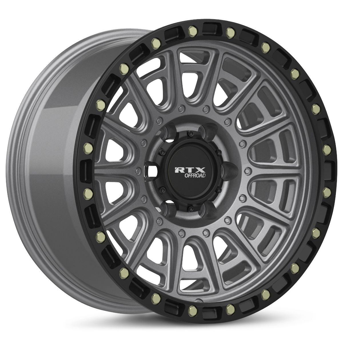RTX® (Offroad) • 178618 • Striker • Matte Gunmetal with Black Lip and Milled Rivets • 20x9 6x139.7 ET10 CB106.1