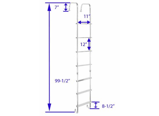 RV Pro LA-401B - Exterior Ladder w / Hinges - Aluminum Black - 99-1 / 2 "Tall x 12" Wide