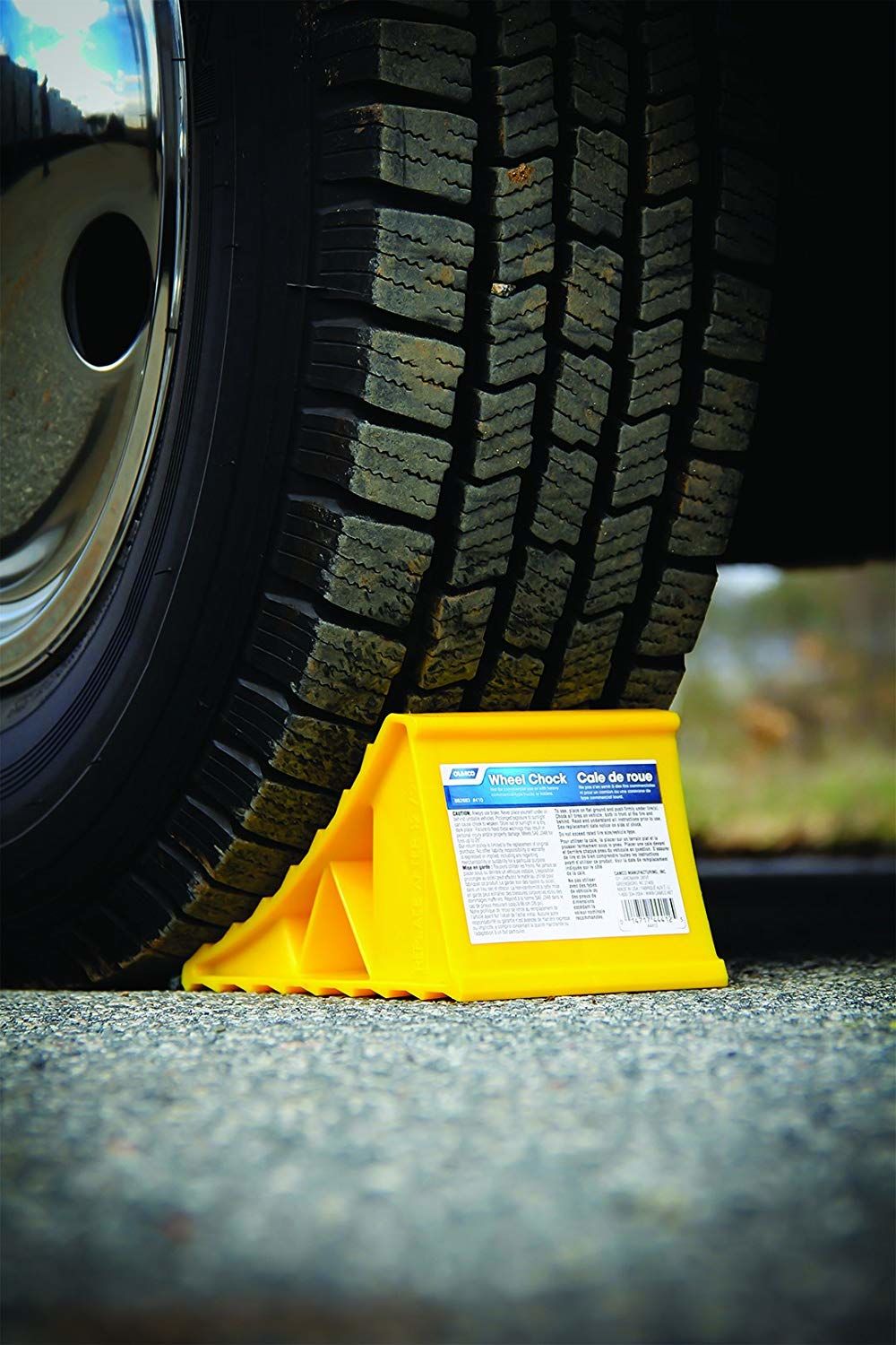 Camco 44412 Wheel Chock  - Yellow  Bilingual