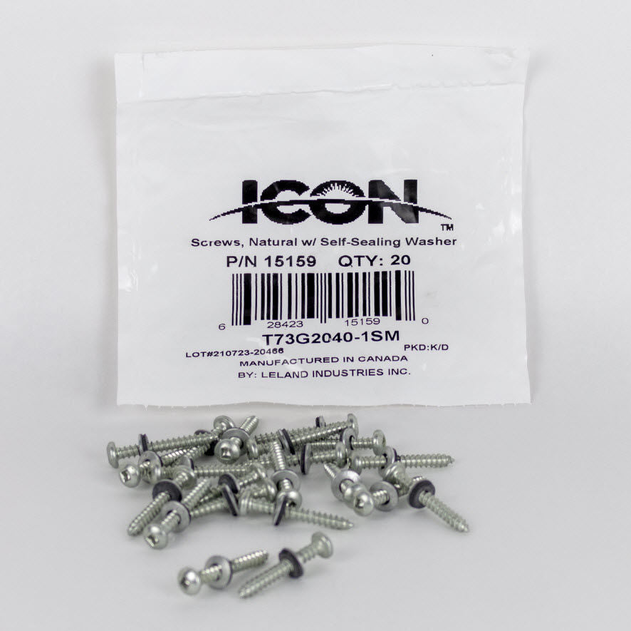 Icon Technologies 15159 - Screws, Quantity 20, With Self-Sealing Washer For Skylight Install