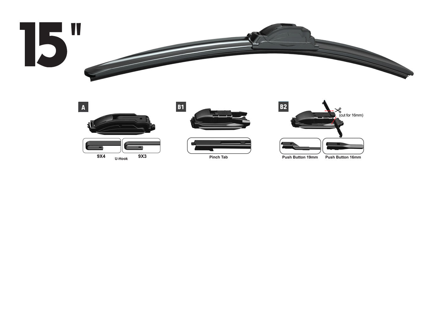 RTX RTX15OE - RTX-OE wiper blade 15" Front Multi-Fit OE 3pcs