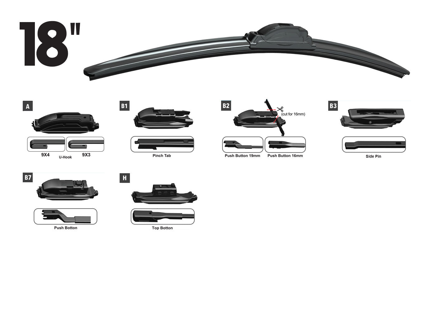 RTX RTX18OE - RTX-OE wiper blade 18" Front Multi-Fit OE 6pcs