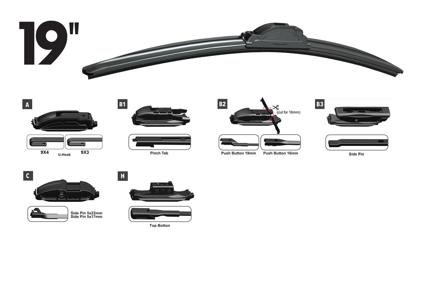 RTX RTX19OE - RTX-OE wiper blade 19" Front Multi-Fit OE 6pcs