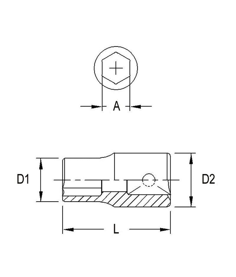 Genius Tools 212507 - 7mm Impact Socket 25 mmL, 1/4" Drive