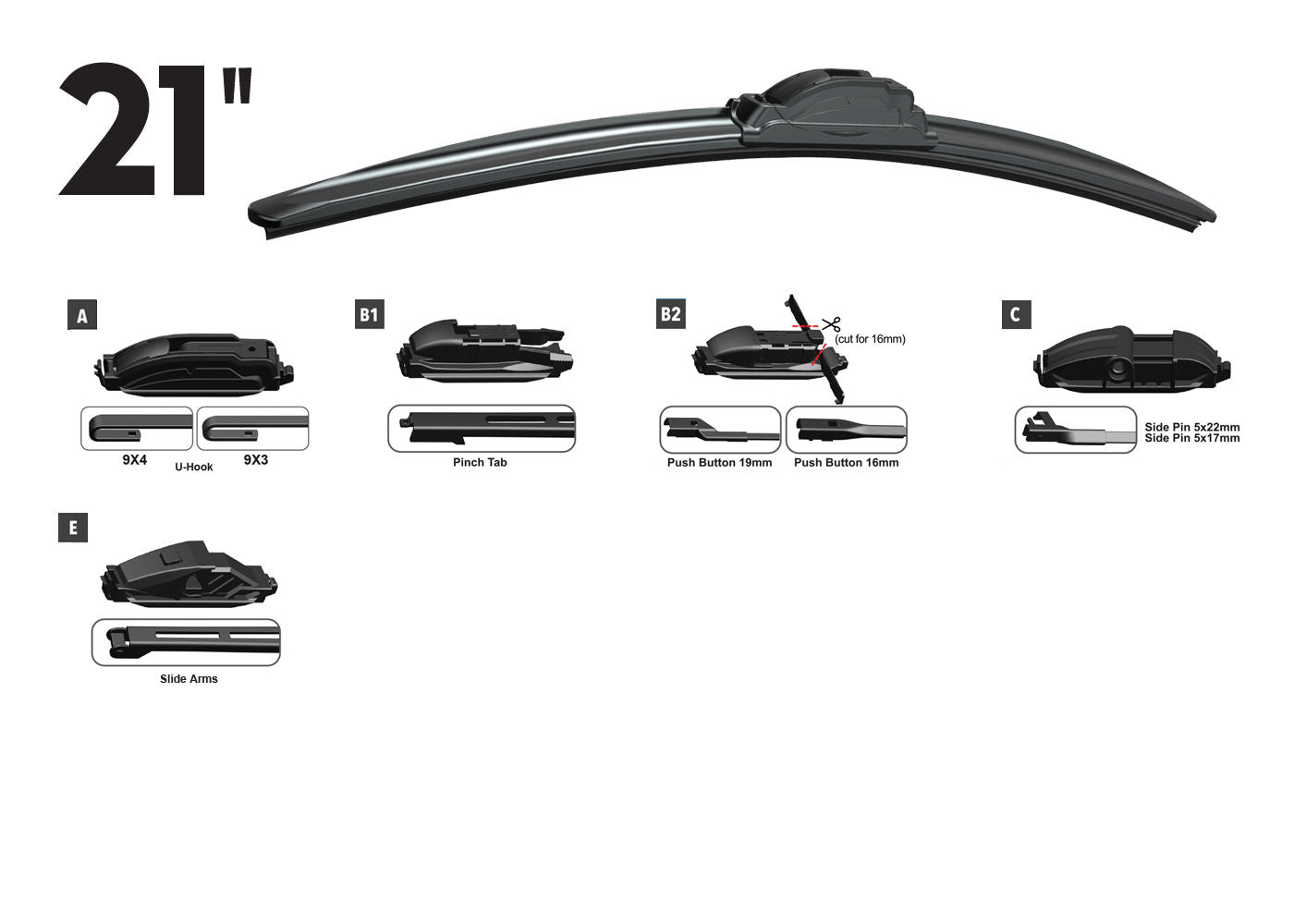 RTX RTX21OE - RTX-OE wiper blade 21" Front Multi-Fit OE 5pcs