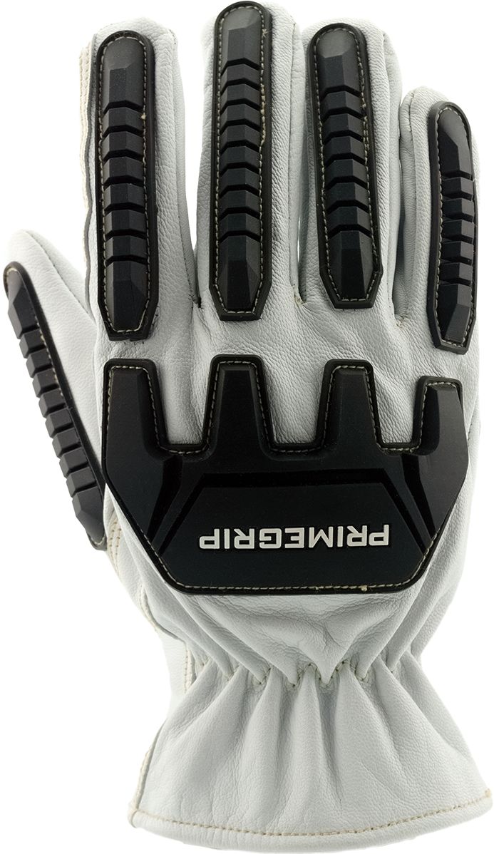 White Lizard Goat Leather Work Gloves with TPR - L