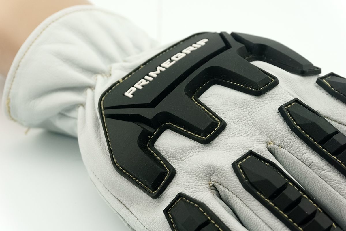 White Lizard Goat Leather Work Gloves with TPR - L