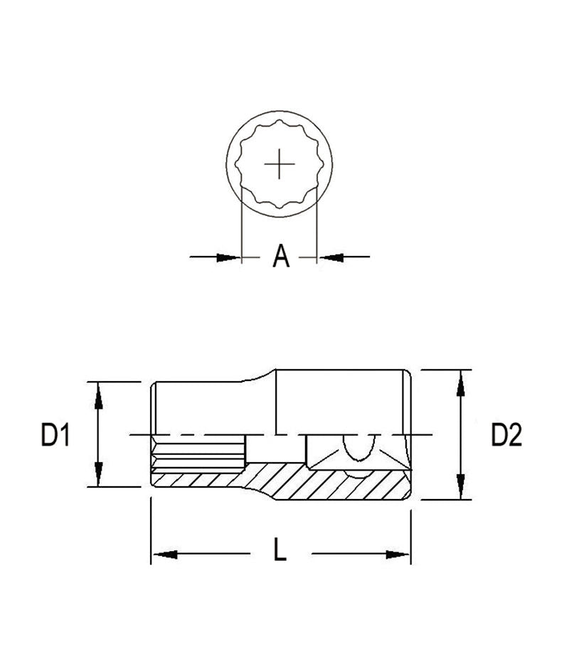 1/4"DR. 5MM 12PT HAND SOCKET