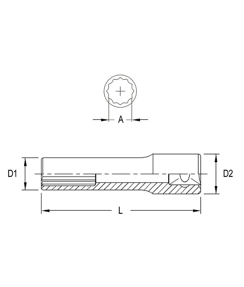 1/4" DR. 8MM(12 PT.) DEEP HAND SOCKET