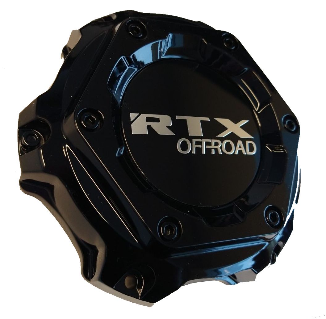 RTX 3834L125B1 - Center Cap Gloss Black RTX Offroad Chrome Black Background