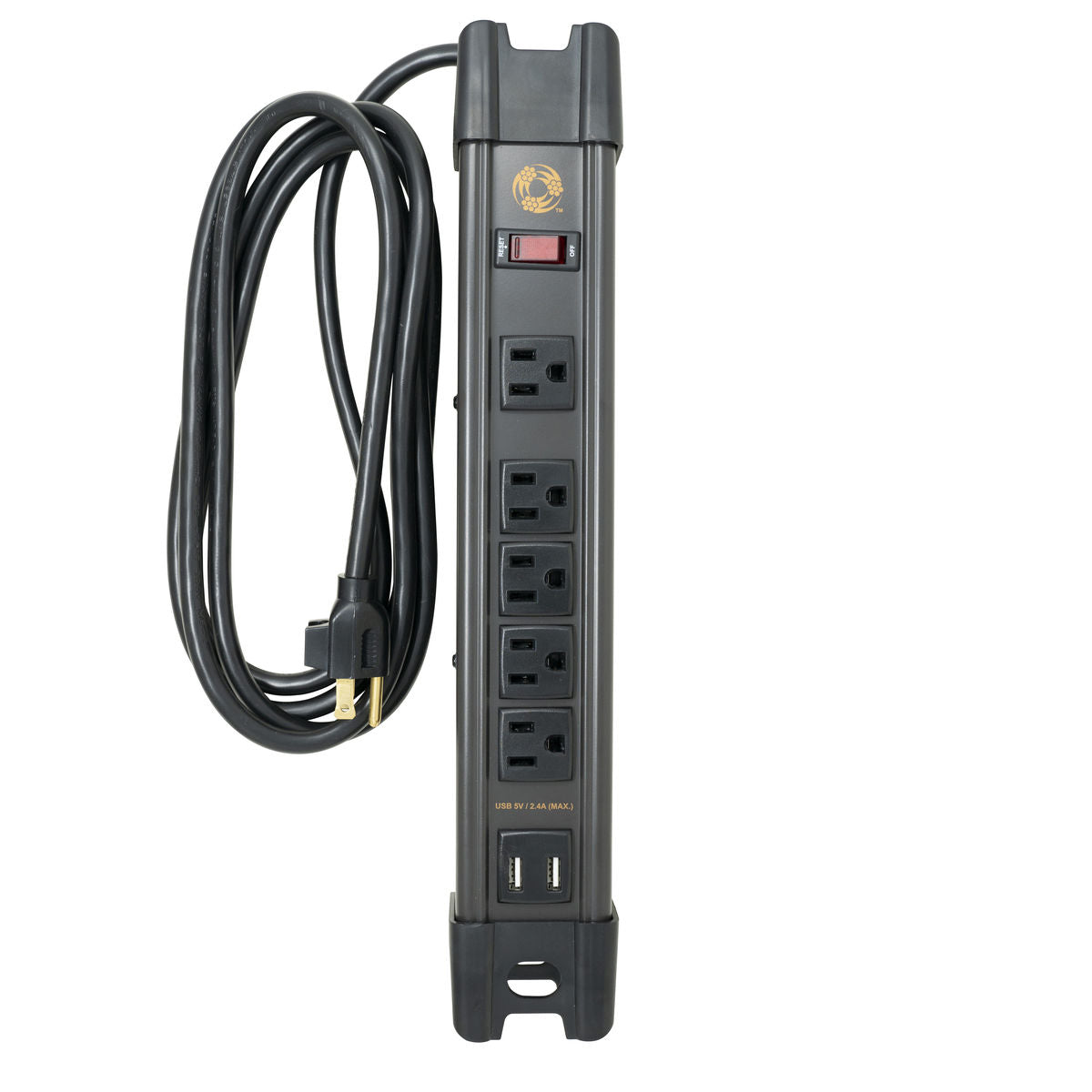 Southwire 5127 - All-Metal, Heavy-Duty Magnetic Power Strip with 2 x 2.4 Amp USB, 5 Outlets and 8 foot Cord