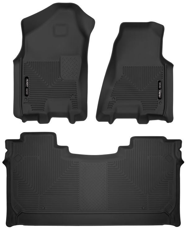 Husky Liners® • 54608 • X-Act Contour • Floor Liners • Black • Front & 2nd row • Ram 1500 19-22