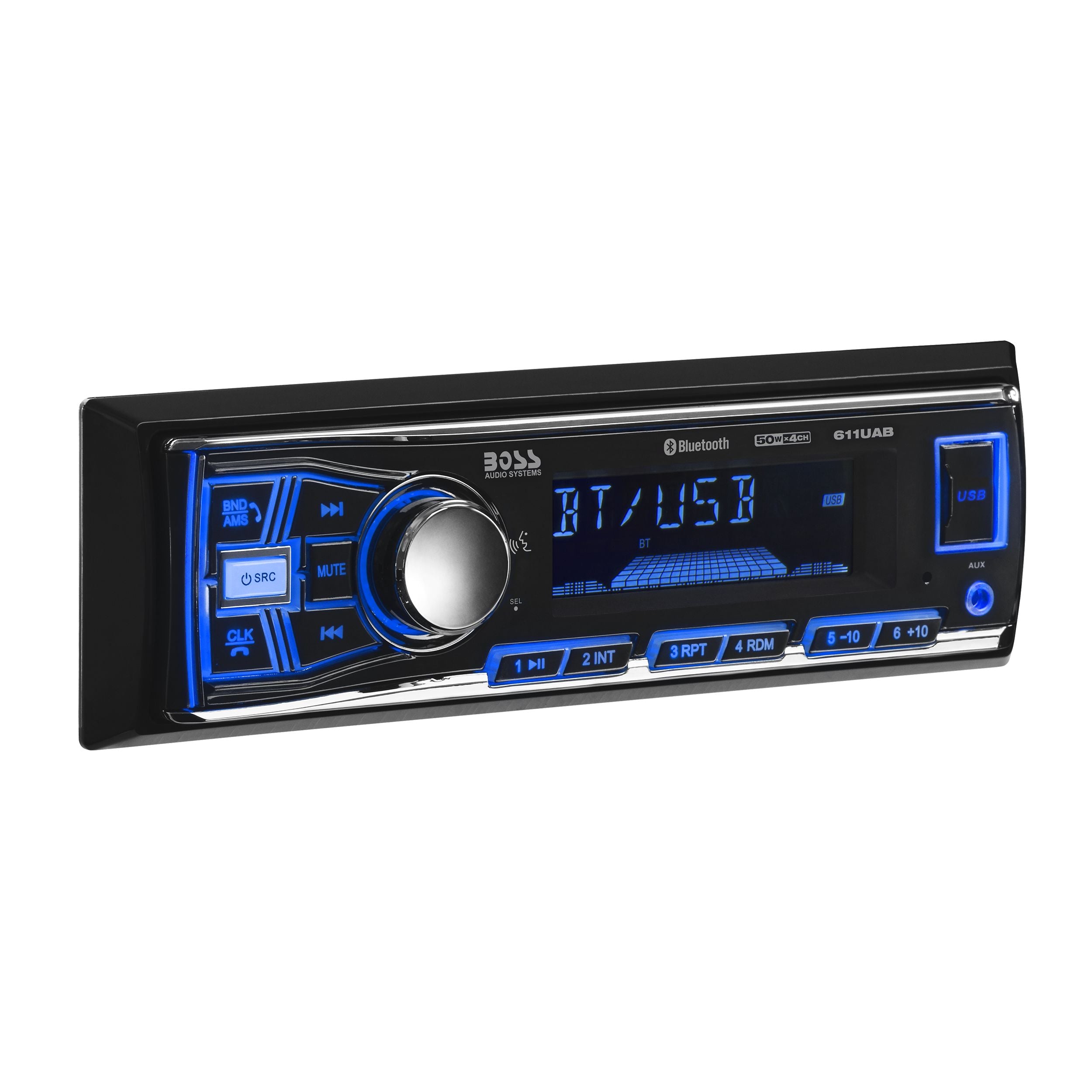 Boss 611UAB - MECH-LESS Multimedia Player (No CD/DVD) Bluetooth Single DIN 50W x 4