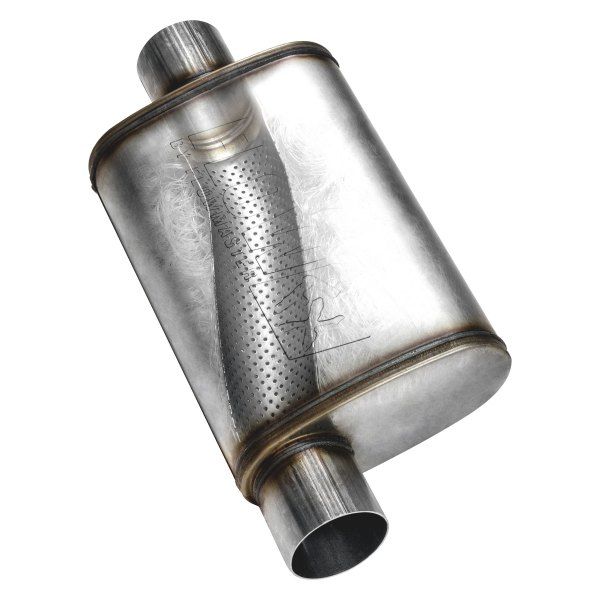 Flowmaster 71226 - FlowFX 409 SS Oval Gray Exhaust Muffler (2.5" Offset ID, 2.5" Center OD, 14" Length)