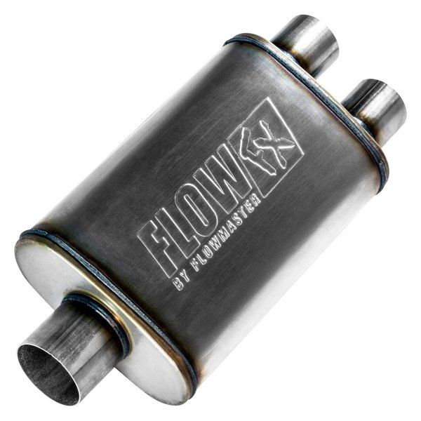 Flowmaster 72198 - FlowFX 409 SS Oval Gray Exhaust Muffler (3" Center ID, 2.5" Dual OD, 14" Length)